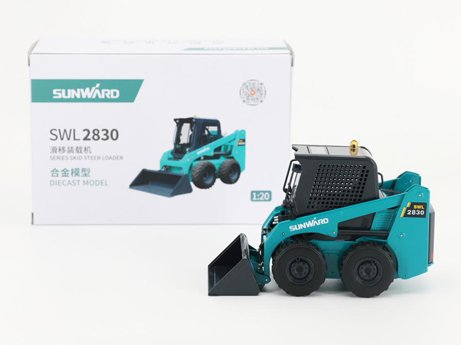 Model stavebného stroja, šmykom riadeného nakladača, mierka 1:20, zliatina