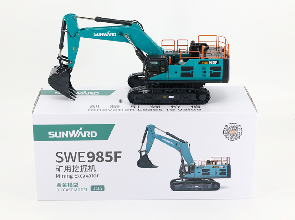SWE985F bager zliatiny inžinierske vozidlo model simulácia detské hračky ozdoby na auto